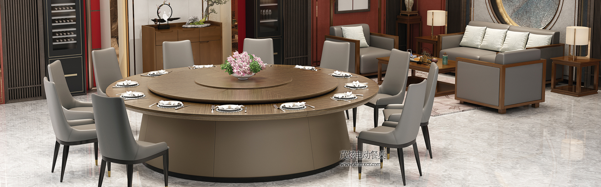 新中式電動餐桌(zhuo)輕奢