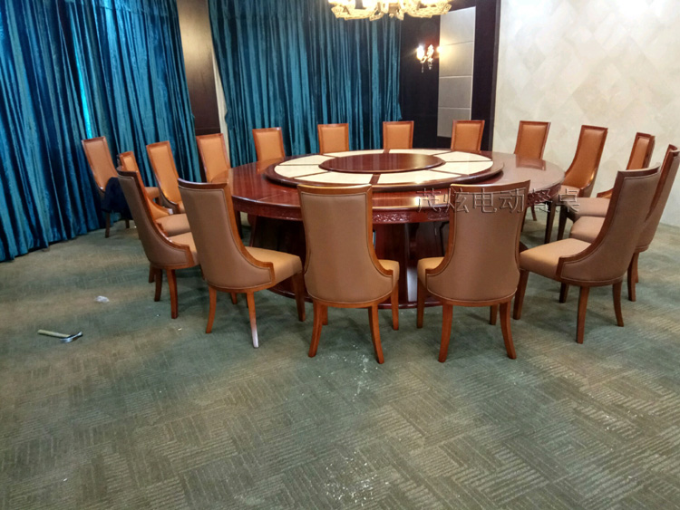 宁波希尔顿酒店安装茂炫电动餐桌转盘