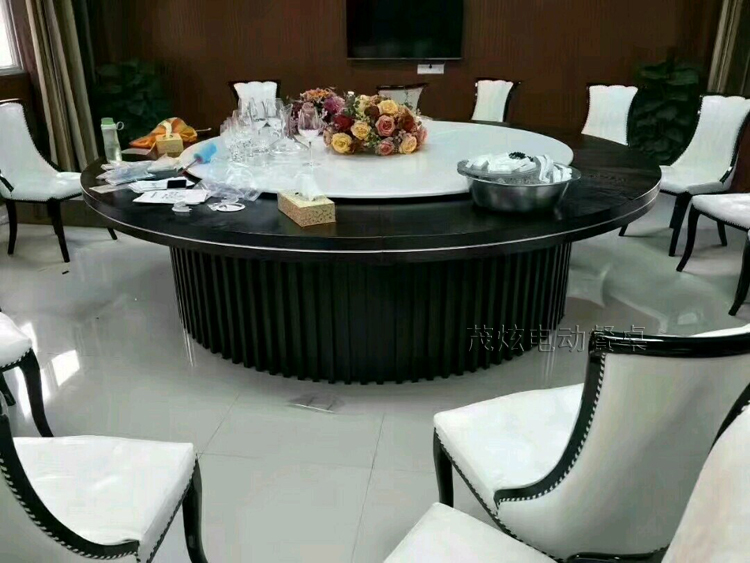 新中式大理石电动餐桌