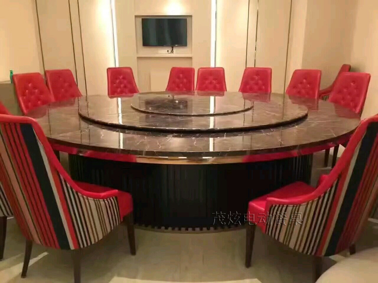 新中式大理石电动餐桌