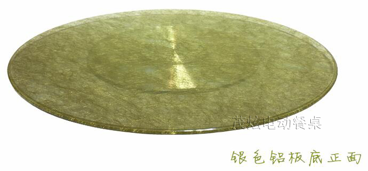 金色夹丝玻璃转盘，酒店高档餐桌转盘