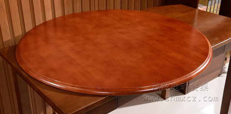 现代圆形实木带转盘餐桌