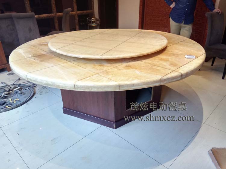 大理石餐桌安装电动转盘