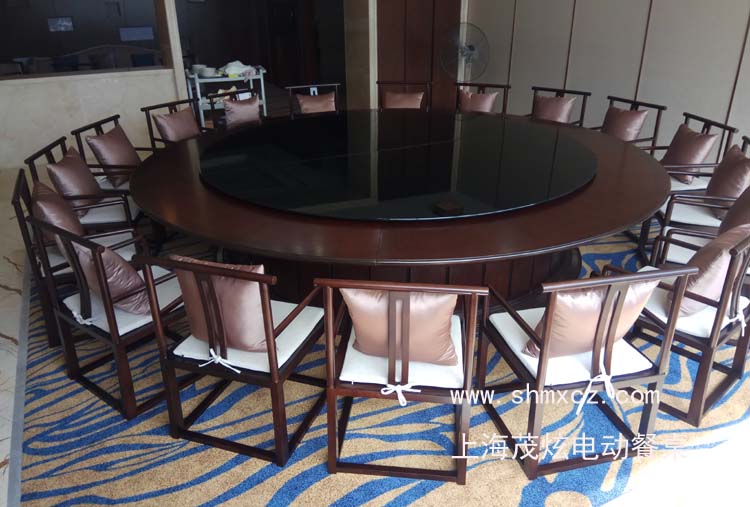 新中式大型电动餐桌及实木餐椅