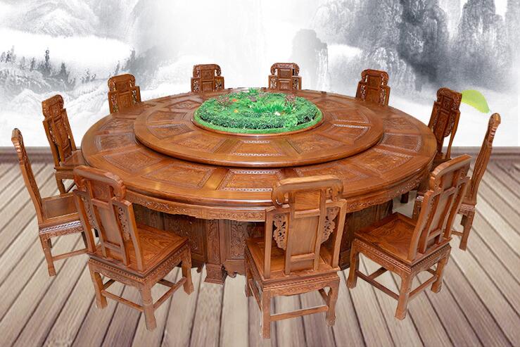 非洲花梨木制作红木自动餐桌