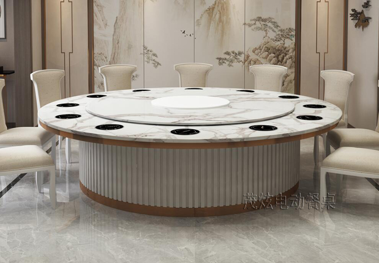 大理石电磁炉火锅电动餐桌-海纳北川