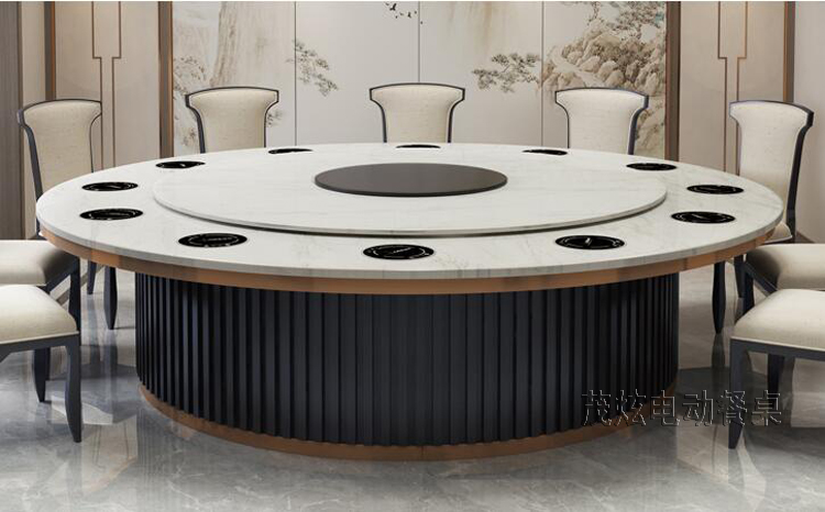 大理石电磁炉火锅电动餐桌-海纳北川