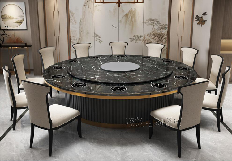 大理石电磁炉火锅电动餐桌-海纳北川