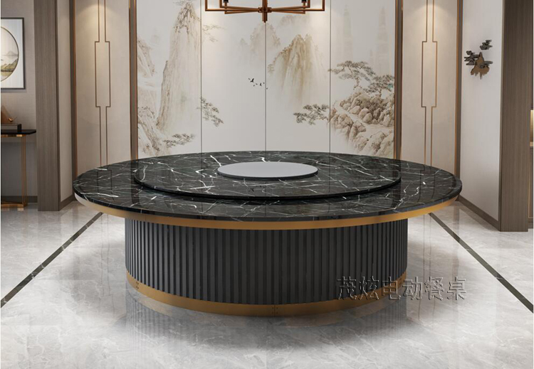 大理石电磁炉火锅电动餐桌-海纳北川
