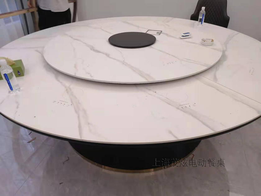 岩板电动餐桌，轻奢风格隐形电磁炉火锅餐桌